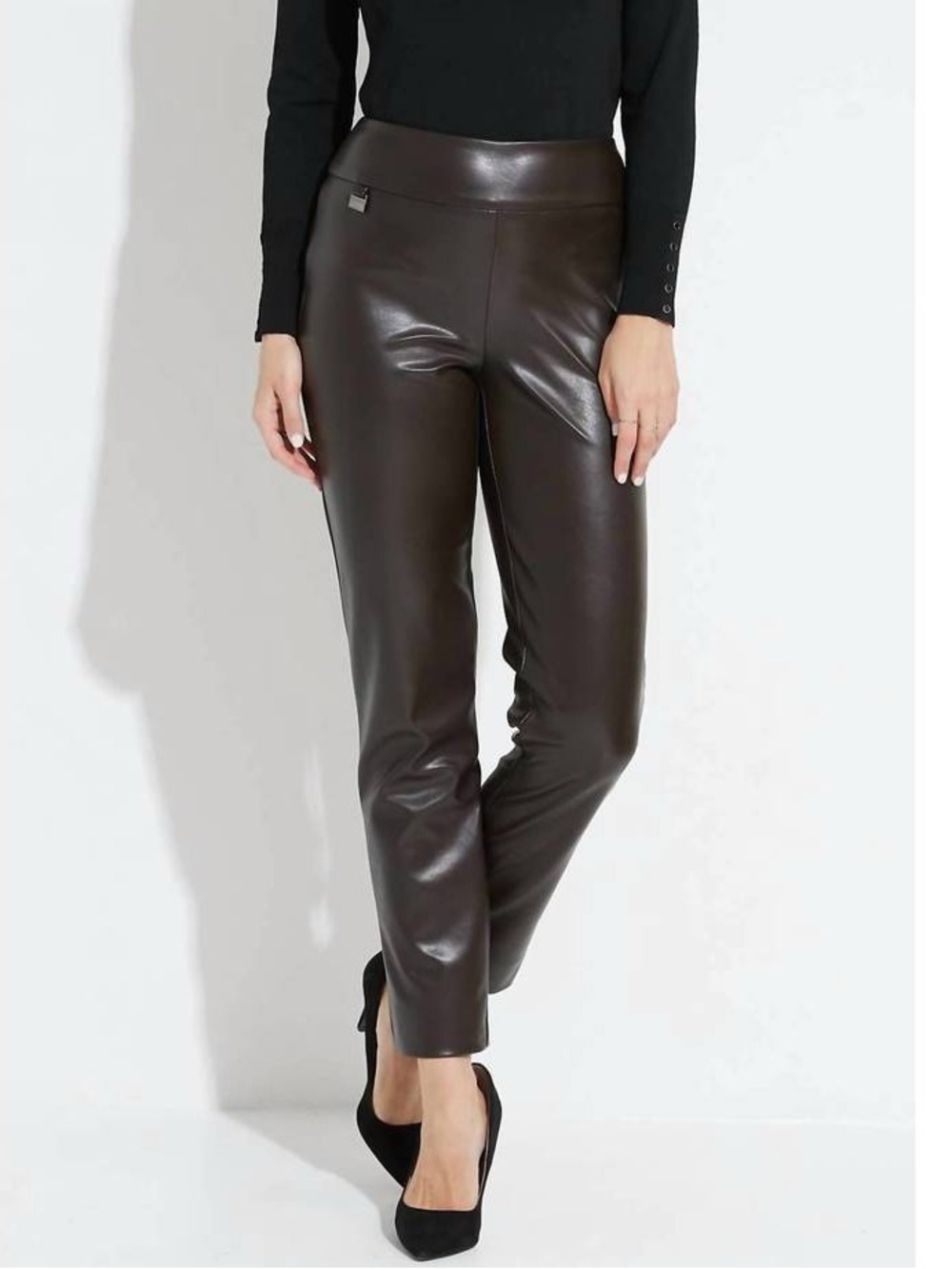 NWT Joseph Ribkoff Moch Faux Leather Straight Pants Size 12